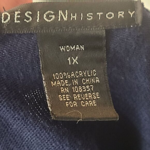 Design History Women's Knit CardiganSweater Open Front Mid Length Blue Size 1X - Picture 8 of 8
